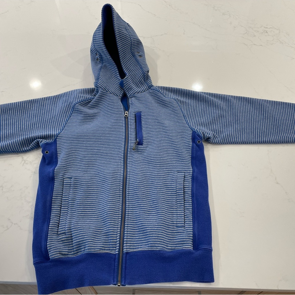 Lululemon Vintage Men Zip Hoodie - M, Blue/Gray Stripe